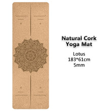 Load image into Gallery viewer, Jusenda 5mm Natural Cork TPE Yoga Mat 183*61cm Fitness Mats Gym Pilates Pad Training Exercise Sport Mat With Position Body Line