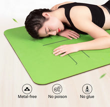 Load image into Gallery viewer, TPE Yoga Double Layer Non-Slip Mat Yoga Exercise Pad with Position Line For Fitness Gymnastics and Pilates