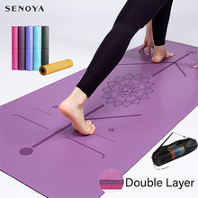 Load image into Gallery viewer, TPE Yoga Double Layer Non-Slip Mat Yoga Exercise Pad with Position Line For Fitness Gymnastics and Pilates