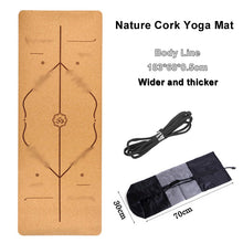 Load image into Gallery viewer, Jusenda 5mm Natural Cork TPE Yoga Mat 183*61cm Fitness Mats Gym Pilates Pad Training Exercise Sport Mat With Position Body Line