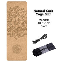 Load image into Gallery viewer, Jusenda 5mm Natural Cork TPE Yoga Mat 183*61cm Fitness Mats Gym Pilates Pad Training Exercise Sport Mat With Position Body Line
