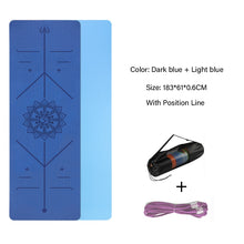 Load image into Gallery viewer, TPE Yoga Double Layer Non-Slip Mat Yoga Exercise Pad with Position Line For Fitness Gymnastics and Pilates
