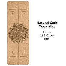 Load image into Gallery viewer, Jusenda 5mm Natural Cork TPE Yoga Mat 183*61cm Fitness Mats Gym Pilates Pad Training Exercise Sport Mat With Position Body Line
