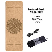 Load image into Gallery viewer, Jusenda 5mm Natural Cork TPE Yoga Mat 183*61cm Fitness Mats Gym Pilates Pad Training Exercise Sport Mat With Position Body Line
