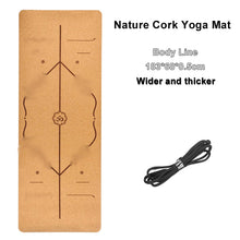 Load image into Gallery viewer, Jusenda 5mm Natural Cork TPE Yoga Mat 183*61cm Fitness Mats Gym Pilates Pad Training Exercise Sport Mat With Position Body Line
